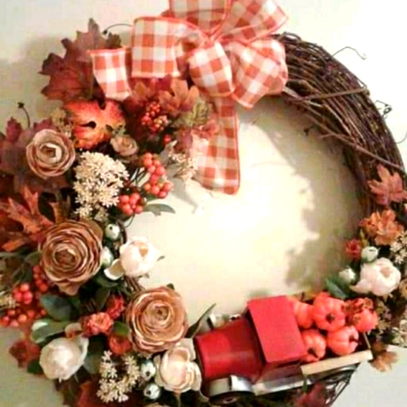 Hand Crafted Red Truck Wreath Farmhouse FINAL⦠- Picture 2 of 4